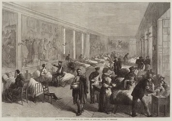 La guerre, soldats blessés dans la galerie de Louis XIII, palais de Versailles